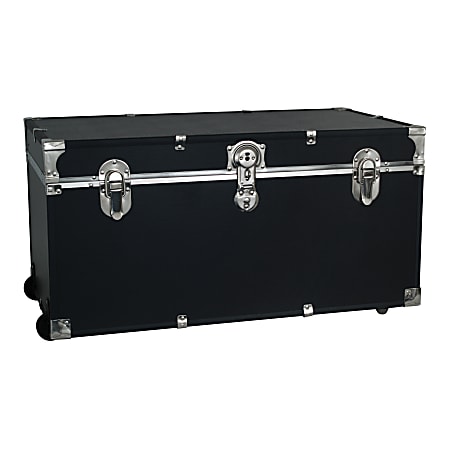 Seward Traveler Trunk With Wheels And Lock, 12 1/4" x 31" x 15 3/4", Black