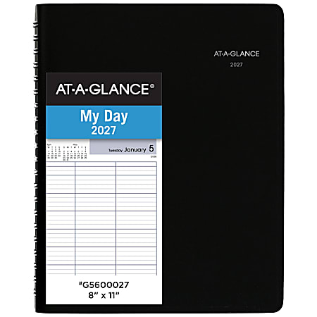 AT-A-GLANCE® DayMinder® 2027 Four Person Daily Appointment Book, Black, Large, 8" x 11"
