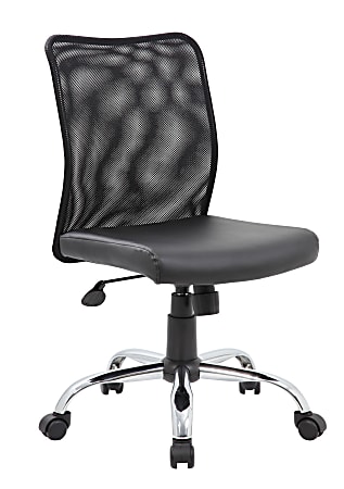 Boss Office Products Budget Fabric Mesh-Back Task Chair, Black/Silver