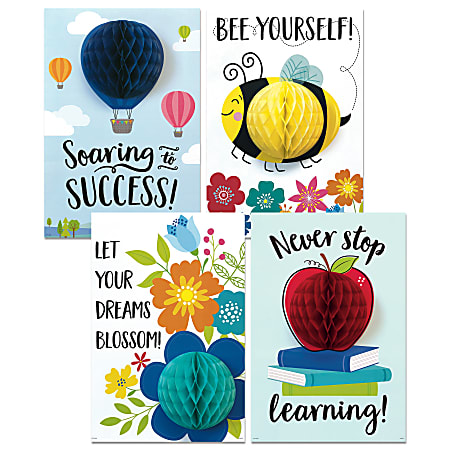 Creative Teaching Press® 3D POP! Positive Mindset Inspire U Posters, 17-1/2" x 12", Pack Of 4 Posters