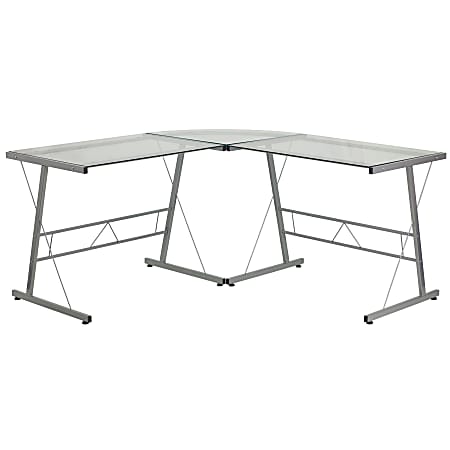 Flash Furniture 84 W Glass L Shaped Corner Computer Desk With