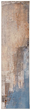 Linon Washable Area Rug, 2' x 8', Durand Beige/Blue