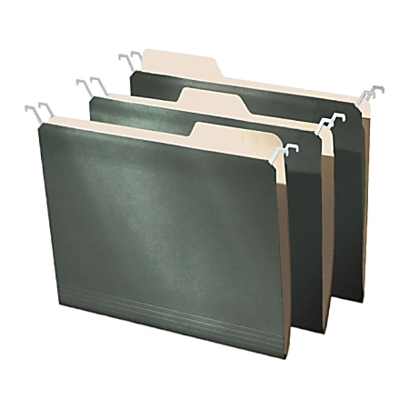 Find It® Tab-View Hanging File Folders, Letter Size, 70% Recycled, Green, Pack Of 20