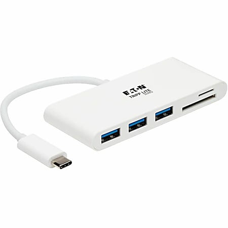 Tripp Lite 3-Port USB C Hub Adapter w/ x3 USB-A Ports & Micro SD & SD / MMC Memory Reader USB 3.1 Gen 1 Hub, USB Type C, USB-C, USB Type-C - Hub - 3 x USB 3.1 - desktop