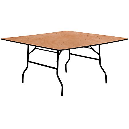 Flash Furniture Square Folding Banquet Table, 30-1/8"H x 60"W x 60"D, Natural/Black