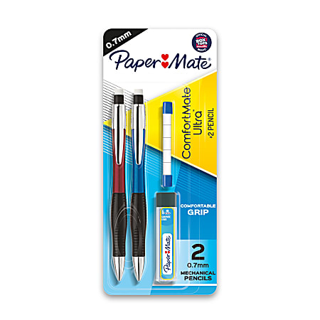Paper Mate® ComfortMate Ultra™ Mechanical Pencil Starter Set, 0.7mm, HB Lead, Assorted Barrel Colors, Pack Of 2
