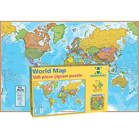 Round World Products World Map Jigsaw Puzzle, 24" x 36"