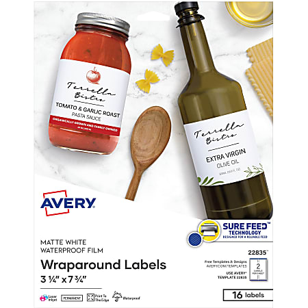 Avery® Durable Wraparound Labels, 22835, Rectangle, 3 1/4"