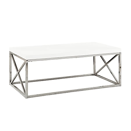 Monarch Specialties Nathan Coffee Table, 17"H x 44"W x 22"D, White