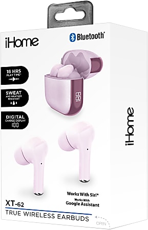 Bytech iHome XT-62 True Wireless Bluetooth In-Ear Earbuds, Pink, HMAUBE233PK