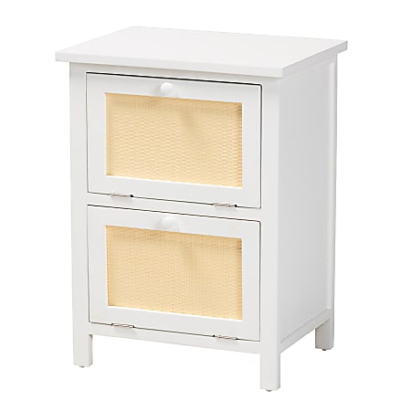 Baxton Studio Sariah 2-Door Nightstand, 21-5/16"H x 15-3/4"W x 11-13/16"D, White