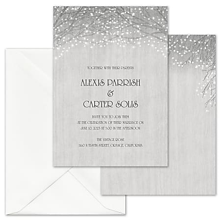 Custom Shaped Wedding Event Response Cards With Envelopes 4 78 x 3 12  Picturesque Watercolor Box Of 25 Cards - Office Depot