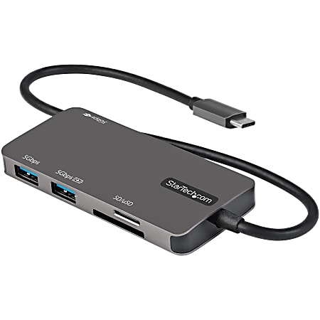 StarTech.com USB C Multiport Adapter, USB-C to 4K HDMI, 100W PD Pass-through, SD/MicroSD, 3xUSB 3.0, USB Type-C Mini Dock, 12" Long Cable - USB-C multiport adapter (5Gbps USB 3.1 Gen 1) - 4K 30Hz HDMI/2x USB-A/1x USB-C/MicroSD + SD Card Reader