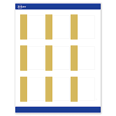 Avery® Print-To-The-Edge Cards With Sure Feed®, S00-DJV-PRMWC10, 2-1/2" x 2-1/2", Matte White, Preprinted Dipped Gold Edge Design, Pack Of 90