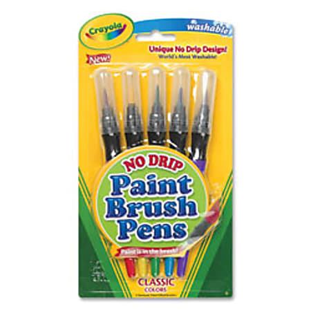 Crayola&reg; Paint Brush Pens, Classic, Assorted Colors, Pack Of 5