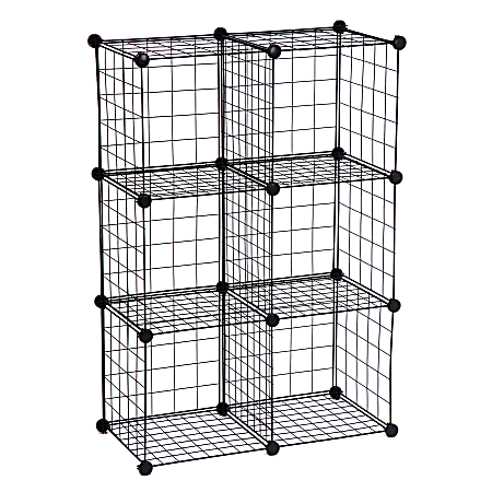 Honey-can-do SHF-02113 6-Pack Modular Mesh Storage Cube, Black - 44.8" Height x 14.5" Width - Floor - Black - Mesh, Steel - 6 / Pack