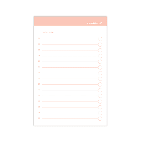 Russell & Hazel Adhesive Notes, To-Do, 4" x 6", Blush, 50 Sheets Per Pad, Pack Of 3 Pads