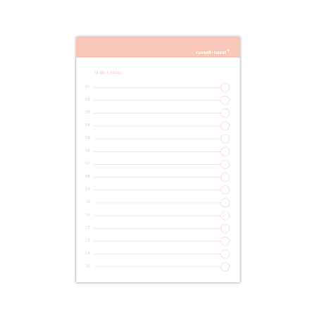 Russell & Hazel Adhesive Notes, To-Do, 6" x 4", Blush, 50 Sheets Per Pad, Pack Of 3 Pads