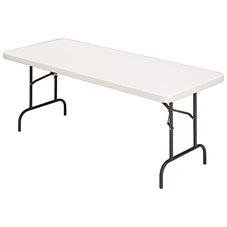 Realspace® Molded Plastic Top Folding Table, 29"H x 60"W x 30"D, Platinum