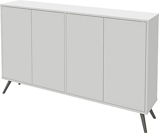 Bestar Krom 60"W Narrow Storage Cabinet With Metal Legs, White