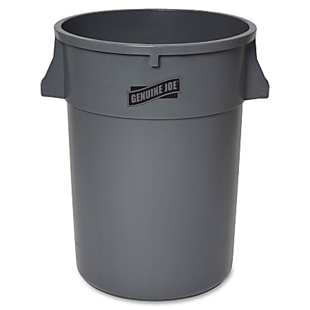 Genuine Joe 44-gal Heavy-duty Trash Container, 44 gal Capacity, Heavy Duty, Handle, 24"H x 31.5"W x 24"D, Gray, 4 / Carton