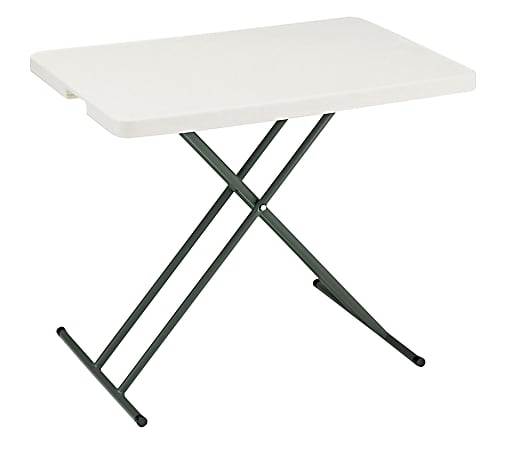 Realspace® Folding Table, Molded Plastic Top, 25-28"H x 26"W x 18"D, Platinum