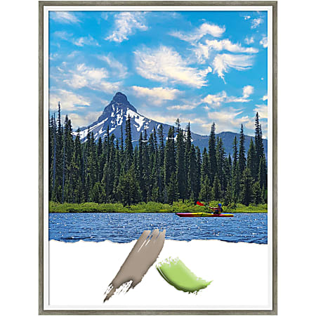 Amanti Art Lucie Silver White Wood Picture Frame 19 x 25 Matted For 18 x 24  - Office Depot