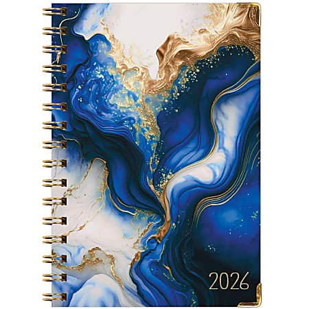 2025-2026 Global Excello Brands Hardcover Fashion Weekly/Monthly Planner, 5-1/2” x 8", Dark Blue Marble, November 2025 To December 2026