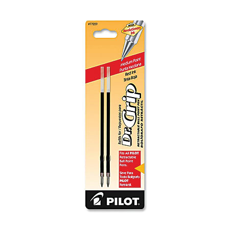 Pilot® Ballpoint Pen Refills, For Dr. Grip®, EasyTouch Retractable, RexGrip BeGreen And The Better™ Retractable Pens, Medium Point, 1.0 mm, Red Ink, Pack Of 2