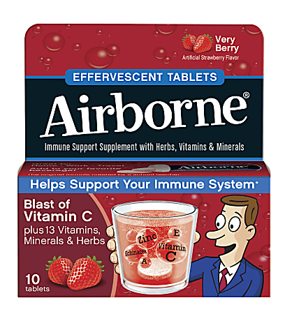 Airborne® Effervescent Tablets, Very Berry, Pack Of 10