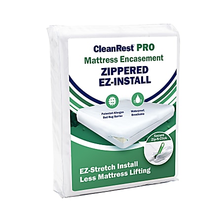 CleanRest PRO Mattress Encasements, Full, 75”L x 54”W x 18”D, White, Case Of 3 Encasements