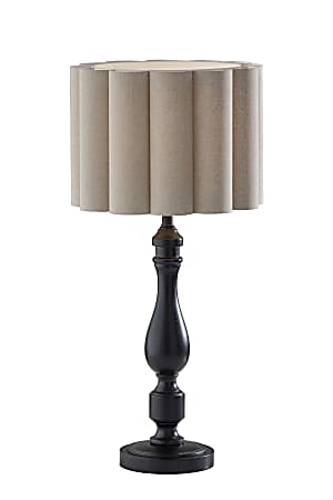 Adesso Claret Table Lamp, Black with Off-White Fabric Shade
