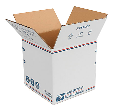 United States Post Office Shipping Box, 8" x 8" x 8", White