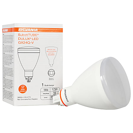 Sylvania SubstiTUBE® DULUX® GX24 CFL LED Vertical Tubes, Ballast Compatible, 5.8"L, 3000 Kelvin/Warm White, 16 Watt, Case Of 24 Tubes