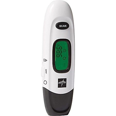 Medline No Touch Forehead Thermometer - Reusable, Dual Dial, Infrared - For Home, Forehead, Clinical - White Medline No Touch Forehead Thermometer - Reusable, Dual Dial, Infrared - For Home, Forehead, Clinical - White