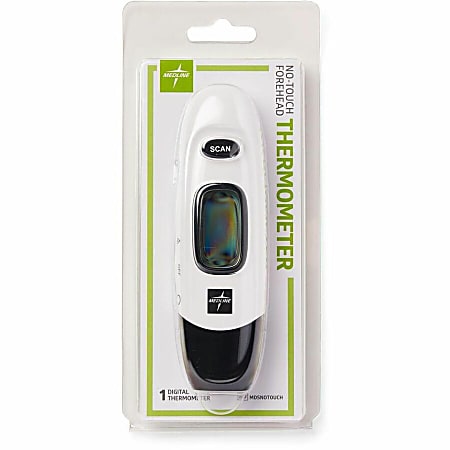 Medline No Touch Forehead Thermometer - Reusable, Dual Dial, Infrared - For Home, Forehead, Clinical - White Medline No Touch Forehead Thermometer - Reusable, Dual Dial, Infrared - For Home, Forehead, Clinical - White