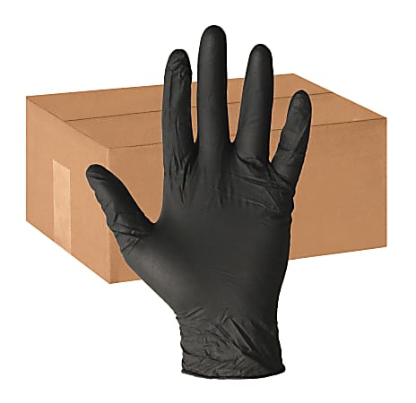 ProGuard Disposable Nitrile General Purpose Gloves - Large Size - Nitrile - Black - Ambidextrous, Disposable, Powder-free, Beaded Cuff - For Cleaning, General Purpose, Material Handling, Chemical - 1000 / Carton