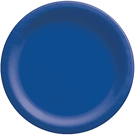 Amscan Round Paper Plates, Bright Royal Blue, 10”, 50 Plates Per Pack, Case Of 2 Packs