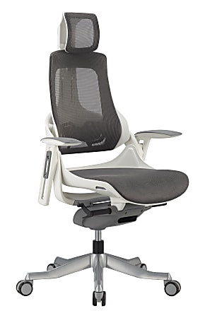 Eurotech Wau Executive Fabric Chair, High-Back, 49 1/2"H x 27 1/4"W x 27"D, White/Charcoal