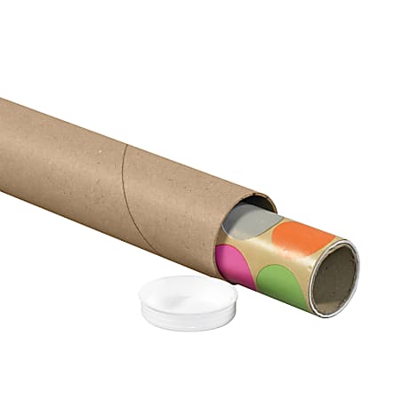 50 Tubes D'expédition En Carton Kraft - 2x12 Pouces, Avec Bouchons Plastique