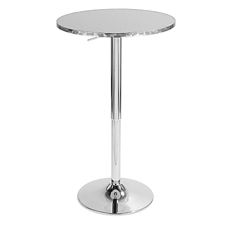 LumiSource Bistro Round Metal Bar Table, 41"H x 25-1/2"W x 25-1/2"D, Silver
