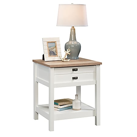 Sauder Cottage Road Side Table Rectangular Lintel OakSoft White