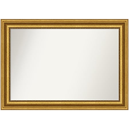 Amanti Art Non-Beveled Rectangle Framed Bathroom Wall Mirror, 29-3/4” x 41-3/4”, Parlor Gold