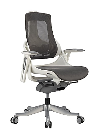 Eurotech Wau Executive Fabric Chair, Mid-Back, 42 1/2"H x 27 1/4"W x 27"D, White/Charcoal