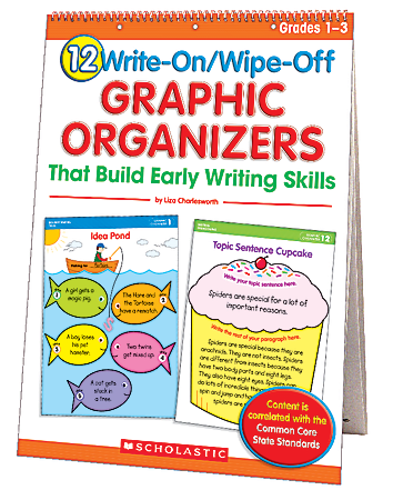 Scholastic 12 Write-On/Wipe-Off Graphic Organizers That Build Early Writing Skills, Flip Chart