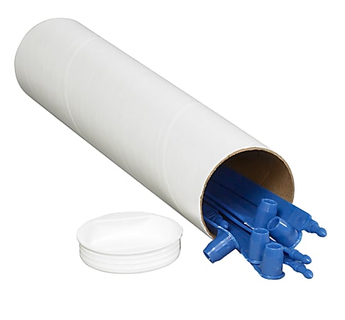 Partners Brand White Mailing Tubes With Plastic Endcaps 2 x 24 80percent  Recycled Pack Of 50 - Office Depot
