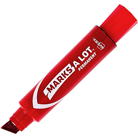 Avery® Jumbo Permanent Markers - Chisel Marker Point Style - Red - Red Barrel - 12 / Dozen