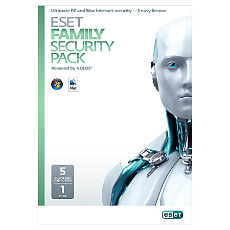 ESET Family Security Pack 5.0, For 5 Users, For PC/Mac, Traditional Disc