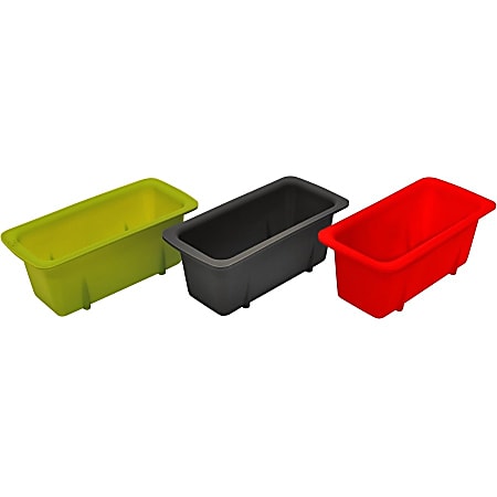 Starfrit Silicone Mini Loaf Pans, Set of 3 - Baking - Green, Red, Gray - Silicone Body