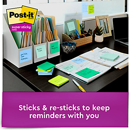Post it Super Sticky Pop Up Notes 3 in x 3 in 10 Pads 90 SheetsPad 2x the  Sticking Power Oasis Collection - Office Depot